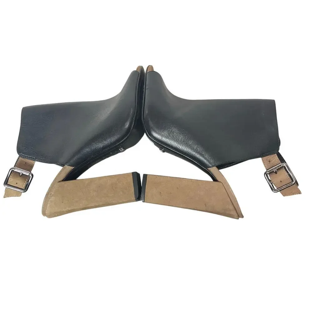 Schutz Quesadilha Yucca Slingback Heels Black Leather Block Heel Size 8.5
